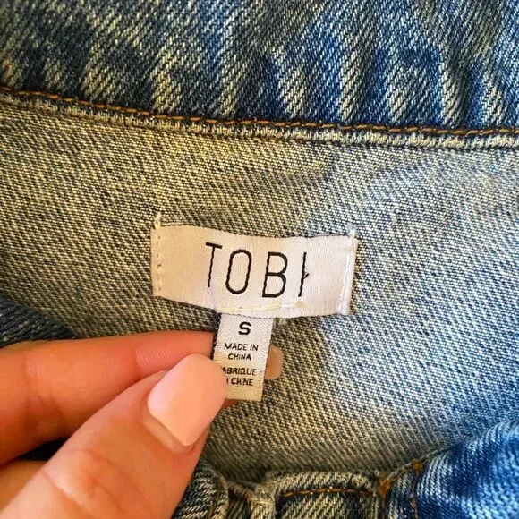 Tobi Oversized Distressed Blue Denim Jean Jacket - Picture 8 of 12